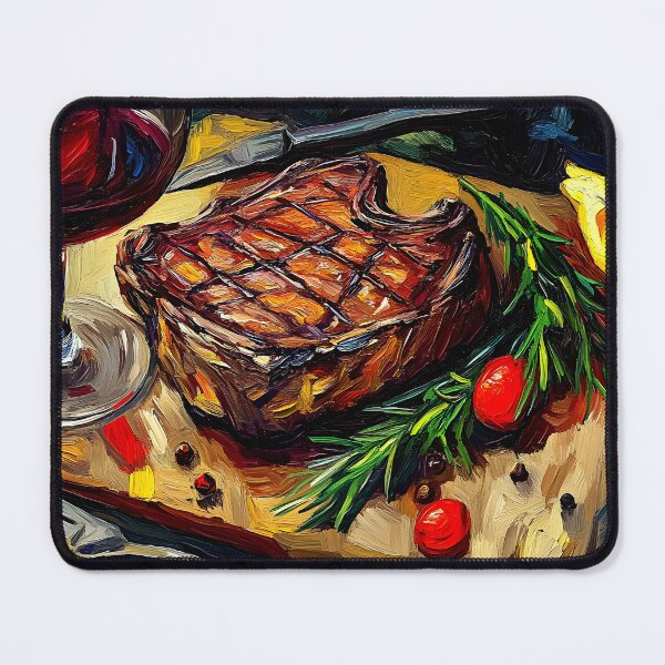 Item preview, Grilled Culinary Elegance - Juicy Steak with Cherry Tomatoes, Rosemary, and Red Wine designed and sold by OlfactoART Studio.