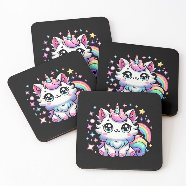 Item preview, Rainbow Unicorn Cat with Sparkles and Stars designed and sold by DrawHandArt.