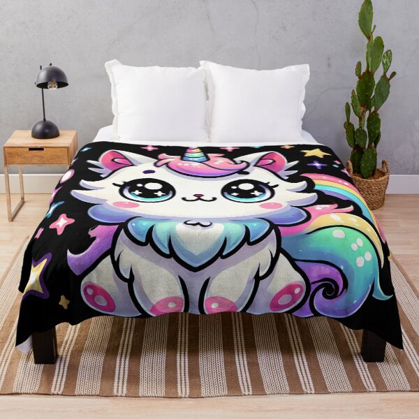 Item preview, Rainbow Unicorn Cat with Sparkles and Stars designed and sold by DrawHandArt.