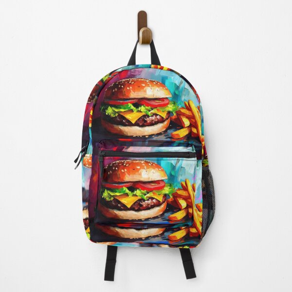 Item preview, Cheeseburger Delight - Layered Freshness and Golden Fries in a Colorful Feast designed and sold by OlfactoART Studio.