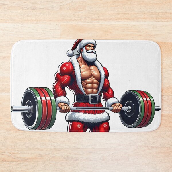 Item preview, Muscle Santa Lifting Barbell Christmas Fitness Design designed and sold by lubushop1.