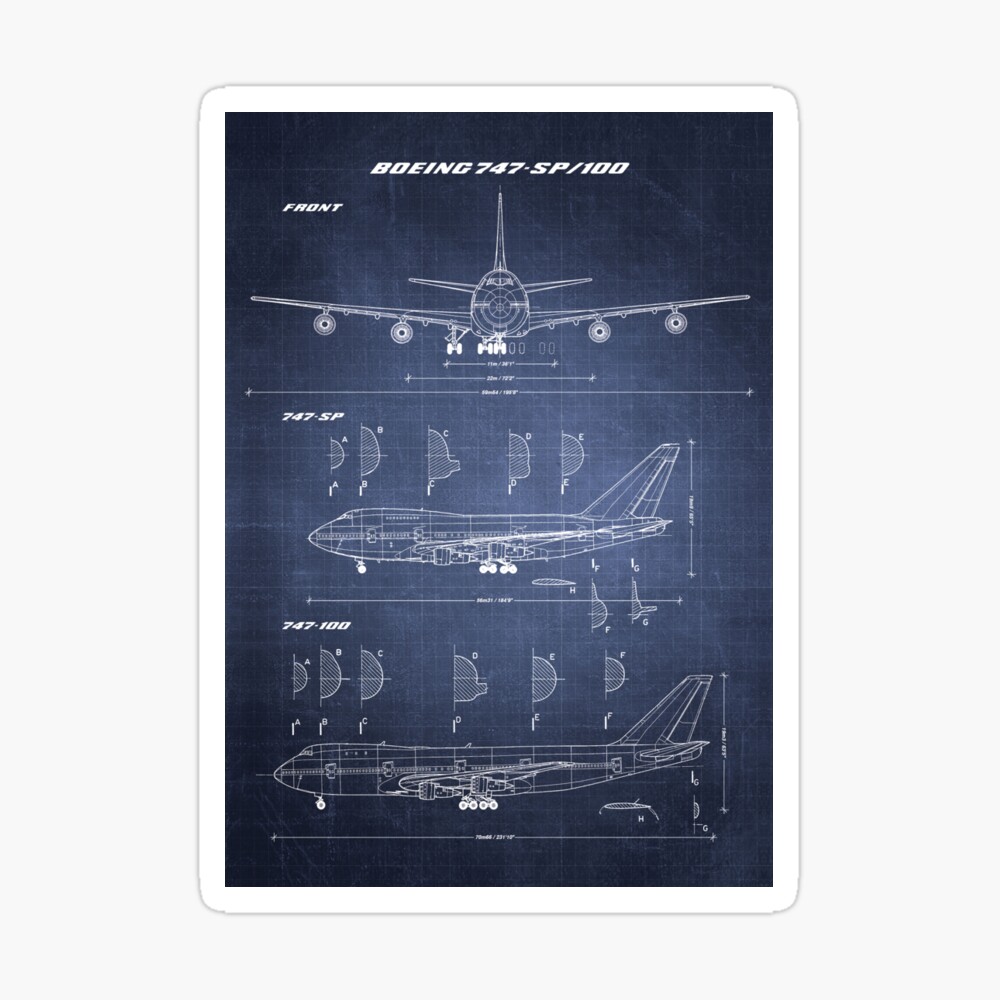 Boeing 747-SP & 747-100 Blueprint (dark blue) iPhone Case