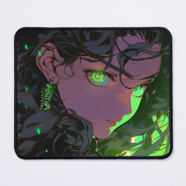 Item preview, Intense Neon Emerald Glow Anime Girl designed and sold by bubblegoth.