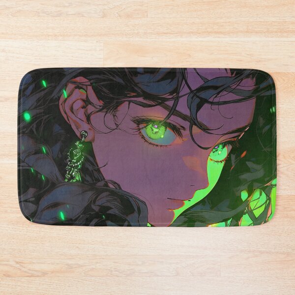 Item preview, Intense Neon Emerald Glow Anime Girl designed and sold by bubblegoth.