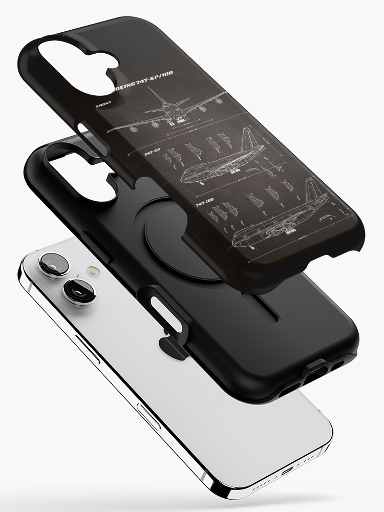 Boeing 747-SP & 747-100 Blueprint (chalkboard black) iPhone Case