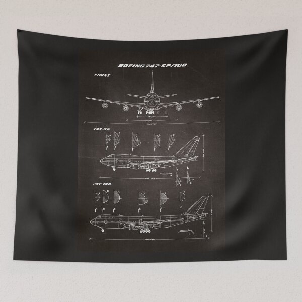Item preview, Boeing 747-SP & 747-100 Blueprint (chalkboard black) designed and sold by RyansWorkshop.