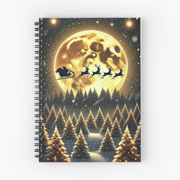Item preview, Santa and Reindeer Under Golden Moon designed and sold by Blink Art Studio.