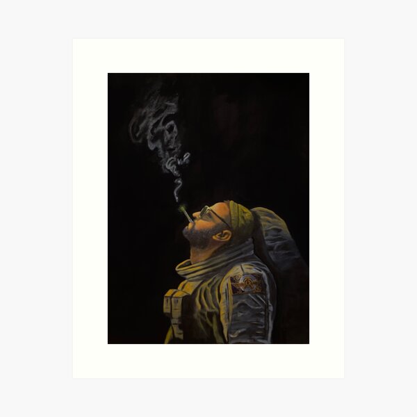 Aperçu de l'œuvre Une pause cigarette créée et vendue par DroodlePrints.
