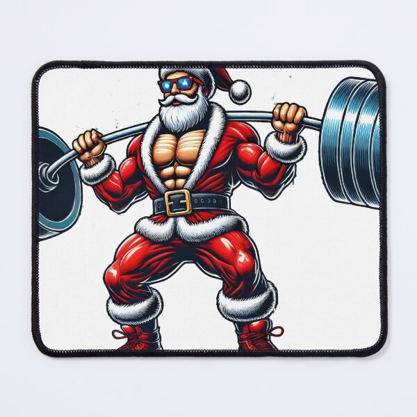 Item preview, Santa Lifting Massive Weights in Holiday Bodybuilding Art designed and sold by lubushop1.