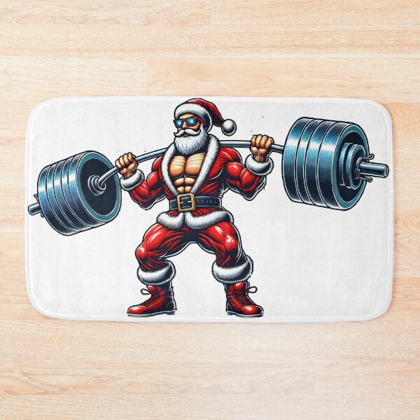 Item preview, Santa Lifting Massive Weights in Holiday Bodybuilding Art designed and sold by lubushop1.