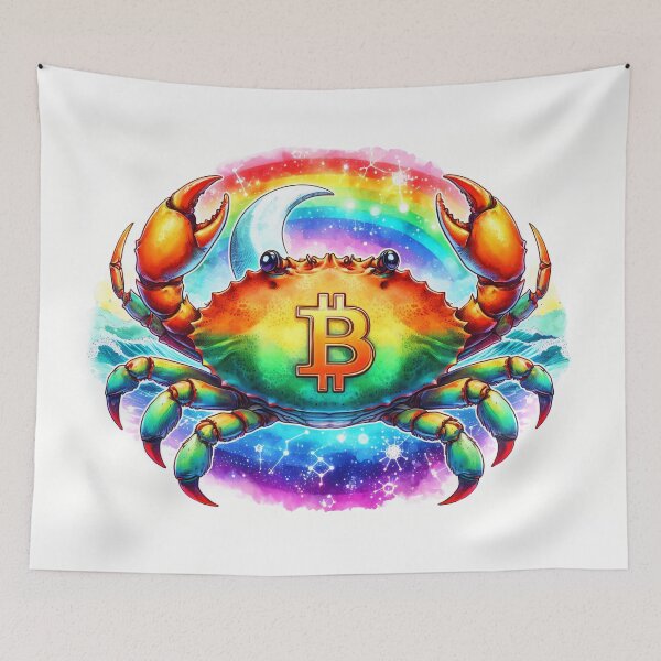 Item preview, Watercolor Bitcoin Crab in Rainbowcore designed and sold by Mechanical-Artt.