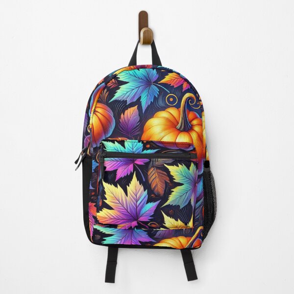 Item preview, Autumn Pattern of Pumpkins and Blue-Purple Leaves designed and sold by Blink Art Studio.
