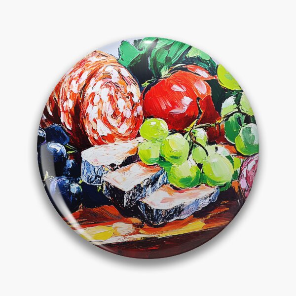 Item preview, Vibrant Charcuterie Spread - A Feast of Fresh Fruits, Meats, and Cheeses Abstract AI Art designed and sold by OlfactoART Studio.