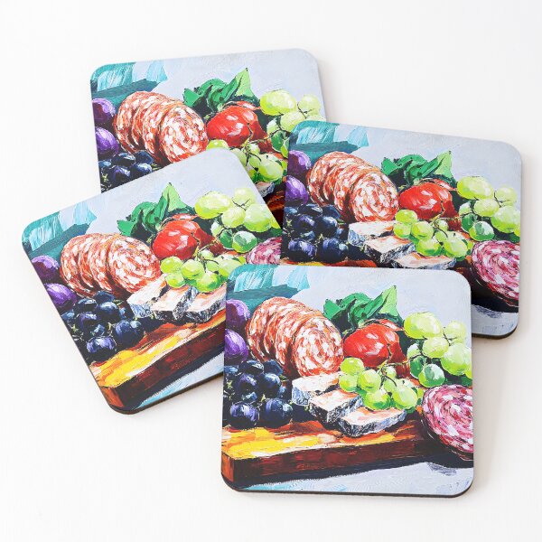 Item preview, Vibrant Charcuterie Spread - A Feast of Fresh Fruits, Meats, and Cheeses Abstract AI Art designed and sold by OlfactoART Studio.