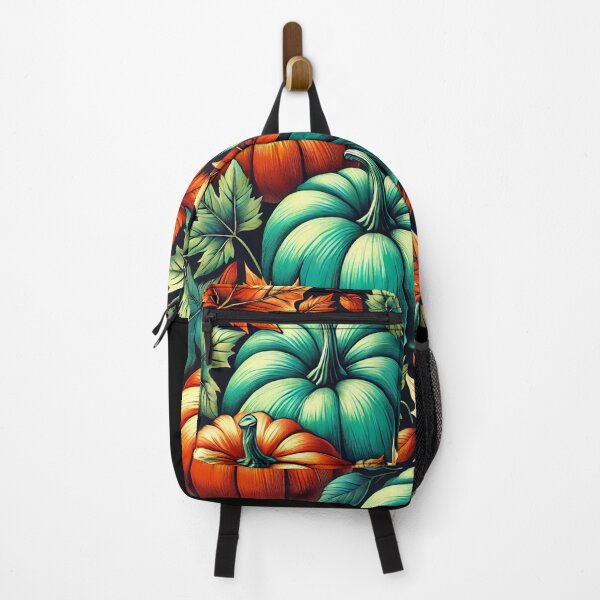 Item preview, Autumn Pattern of Pumpkins and Blue-Purple Leaves designed and sold by Blink Art Studio.
