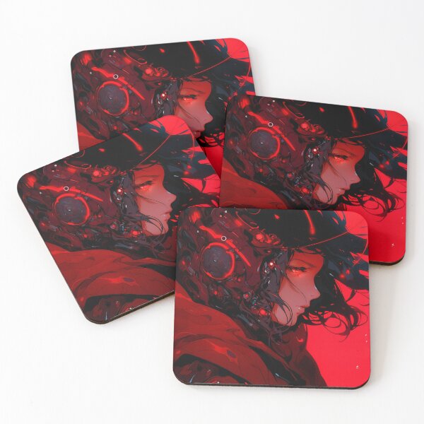 Item preview, Red Glowing Cybernetic Anime Girl designed and sold by bubblegoth.