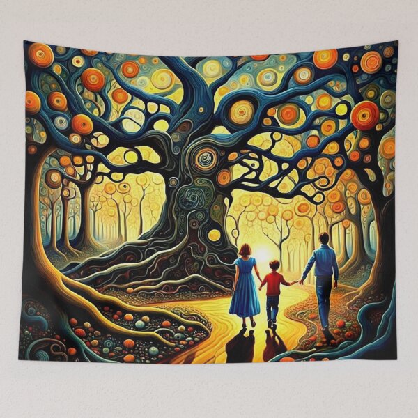 Item preview, Family in the woods at night designed and sold by George Hutton Hunter.