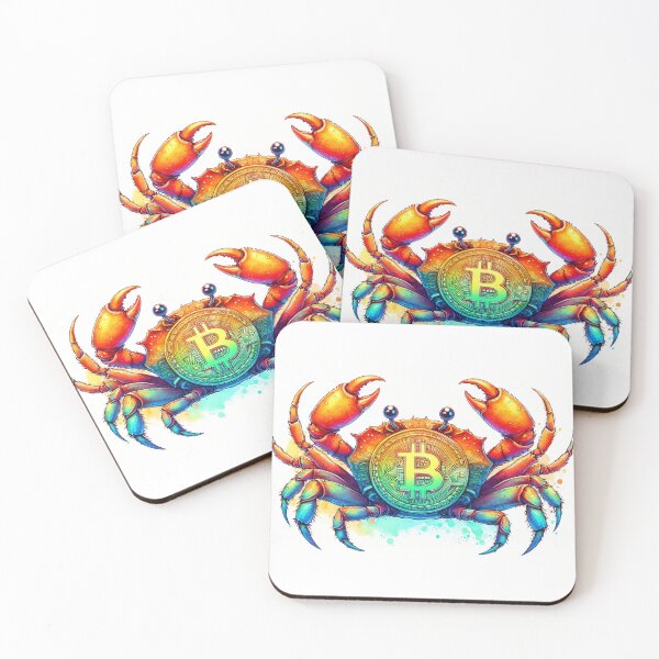 Item preview, Watercolor Crypto Crab with Bitcoin designed and sold by Mechanical-Artt.