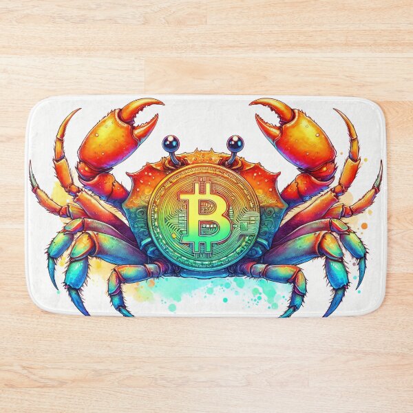 Item preview, Watercolor Crypto Crab with Bitcoin designed and sold by Mechanical-Artt.