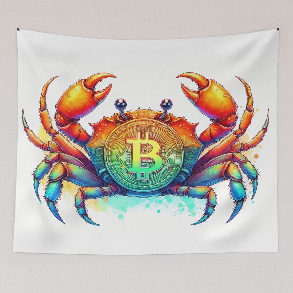 Item preview, Watercolor Crypto Crab with Bitcoin designed and sold by Mechanical-Artt.