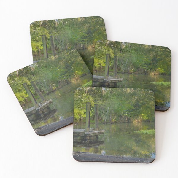 Item preview, John B Sergeant Park Tampa Florida USA a serene wooden dock sits quietly beside a calm reflective Hillsborough River designed and sold by EyezWatchin.