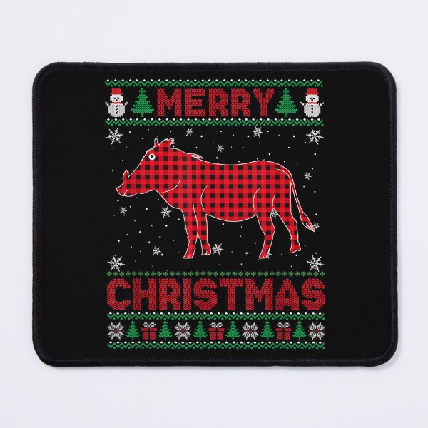 Item preview, Merry Christmas Warthog Animal Buffalo Red Plaid designed and sold by savecloth.