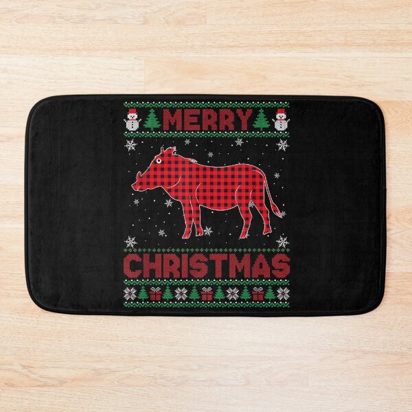 Item preview, Merry Christmas Warthog Animal Buffalo Red Plaid designed and sold by savecloth.