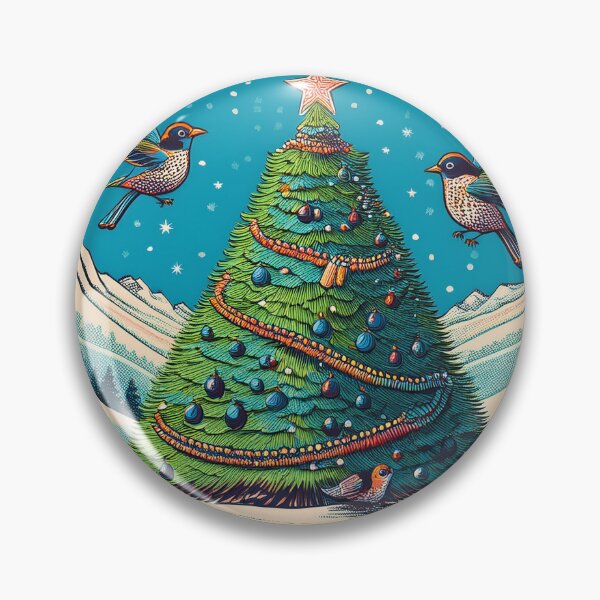 Item preview, Birds in front of a Christmas tree in a winter mountain landscape – Holiday gift idea designed and sold by Brakeless-Dsgn.