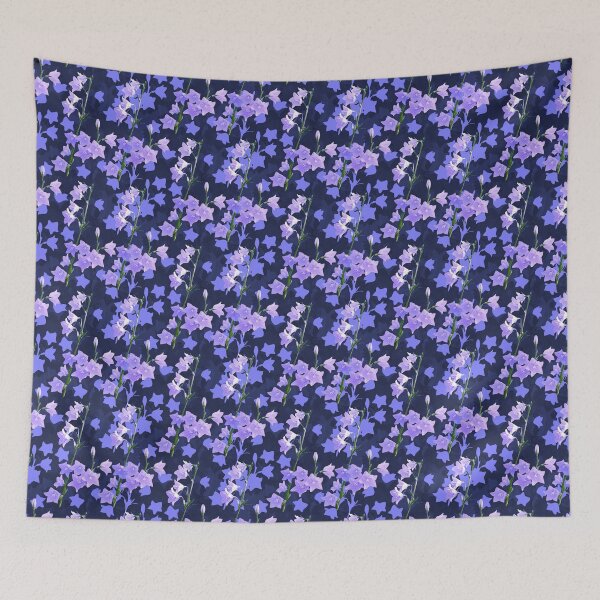 Item preview, Sunlit Balloon Flower Stems Half Drop Deep Blue 2b356b designed and sold by Art in My Loft.