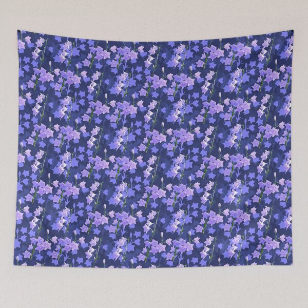 Item preview, Sunlit Balloon Flower Stems Half Drop Deep Blue 404fa0 designed and sold by Art in My Loft.