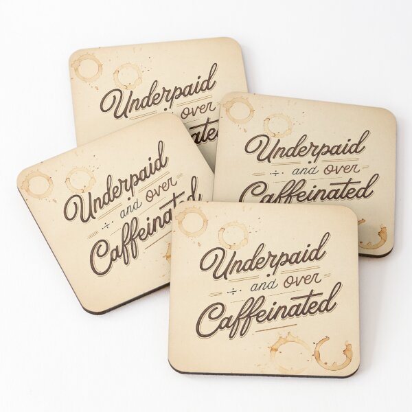 Item preview, Underpaid and Over Caffeinated Sticker  designed and sold by zombiemama.