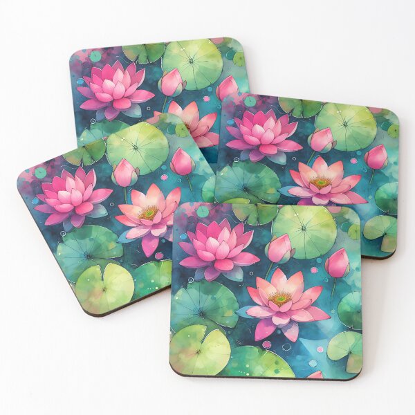 Item preview, Watercolor Pink Lotus Flowers designed and sold by I-I-Trading-Co.