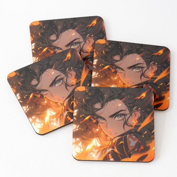 Item preview, Fierce Determined Glowing Orange Anime Girl designed and sold by bubblegoth.