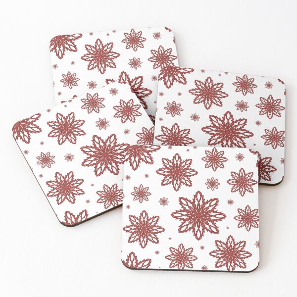 Item preview, Pattern of falling snowflakes "Inspiration" of red color on a white background designed and sold by Cherevan.