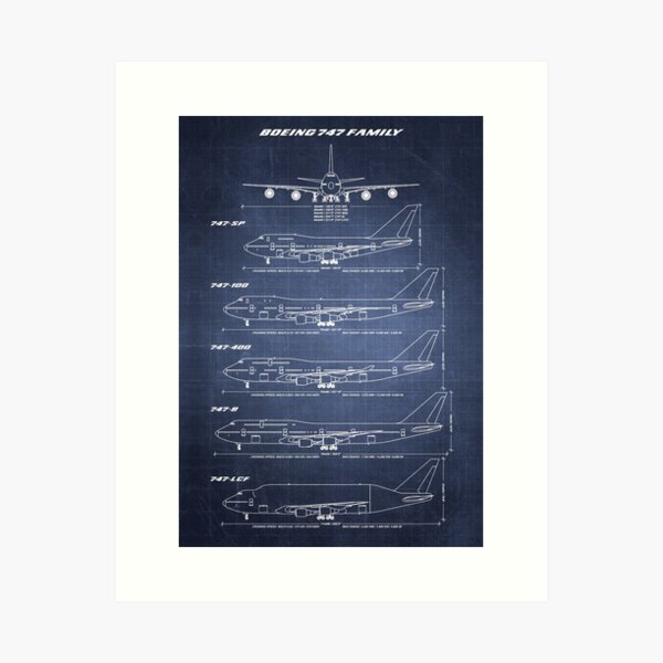 Item preview, Boeing 747 Family Blueprint (dark blue) designed and sold by RyansWorkshop.
