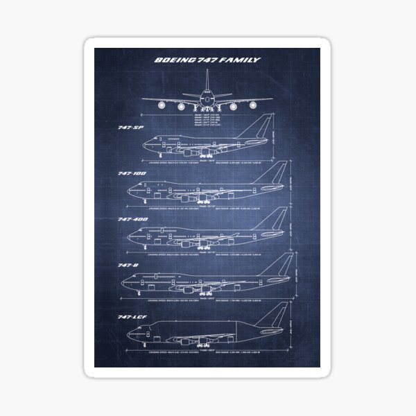 Item preview, Boeing 747 Family Blueprint (dark blue) designed and sold by RyansWorkshop.