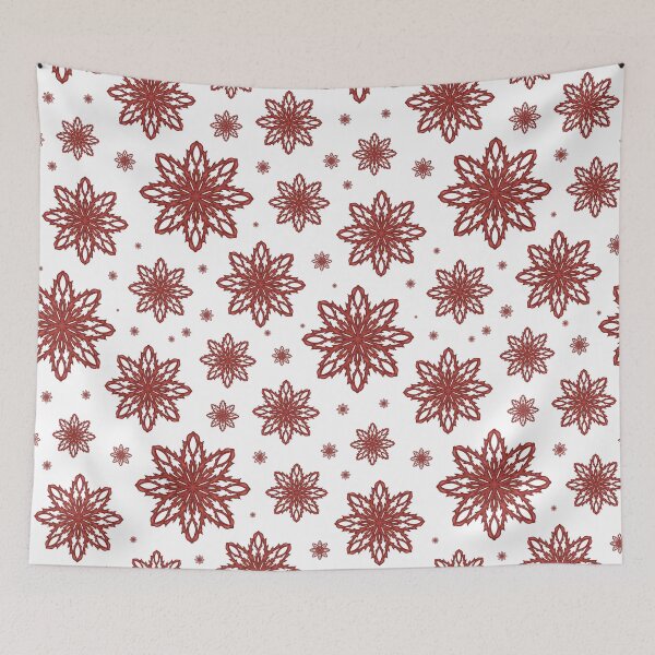Item preview, Pattern of falling snowflakes "Inspiration" of red color on a white background designed and sold by Cherevan.