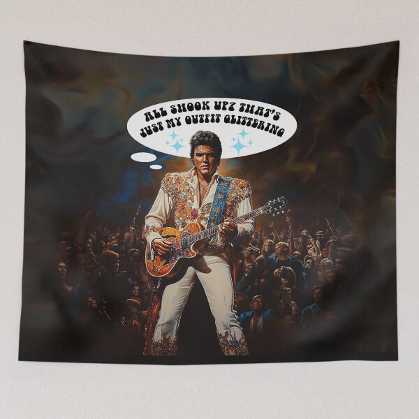 Item preview, All Shook Up? That's Just My Outfit Glittering" - Elvis Parody Illustration designed and sold by FacesArt.