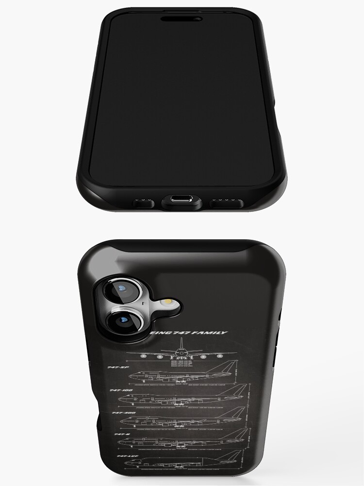 Boeing 747 Family Blueprint (chalkboard black) iPhone Case