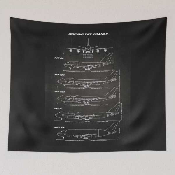 Item preview, Boeing 747 Family Blueprint (chalkboard black) designed and sold by RyansWorkshop.