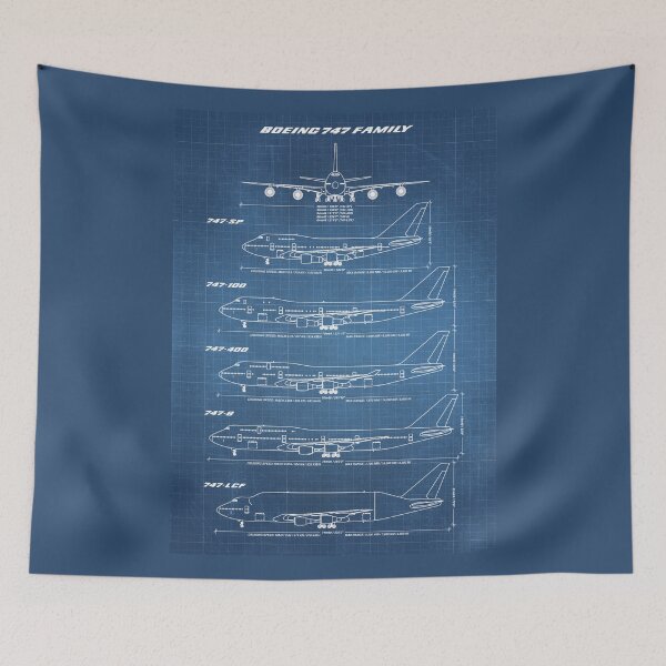 Item preview, Boeing 747 Family Blueprint (light blue) designed and sold by RyansWorkshop.