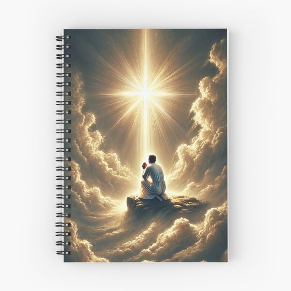 Item preview, Man Praying Among Clouds to a Shining Cross designed and sold by Blink Art Studio.