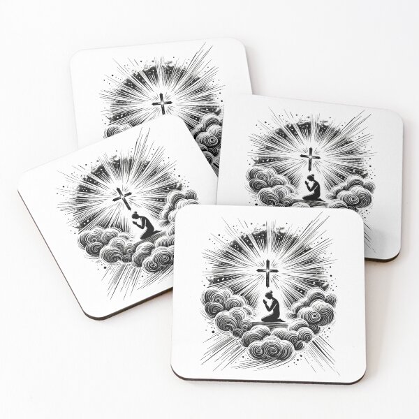Item preview, Black and White Drawing of a Praying Woman with a Cross designed and sold by Blink Art Studio.
