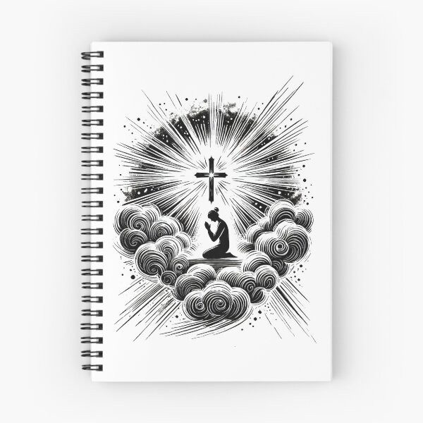 Item preview, Black and White Drawing of a Praying Woman with a Cross designed and sold by Blink Art Studio.