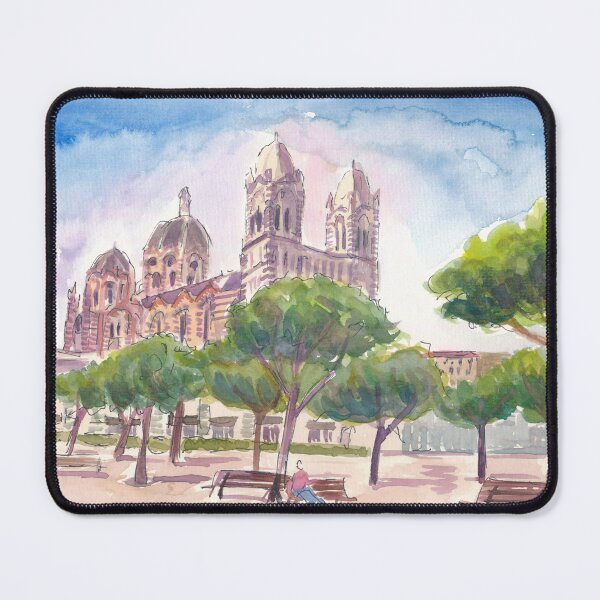 Item preview, Marseille Cityscape Scene with Saint Mary Cathedral designed and sold by artshop77.