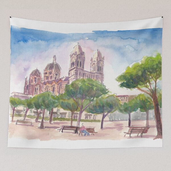 Item preview, Marseille Cityscape Scene with Saint Mary Cathedral designed and sold by artshop77.