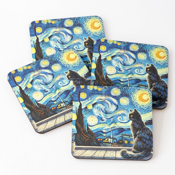 Item preview, Starry Night and the Watchful Cat designed and sold by ArizonaWitches.