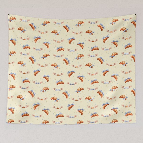Item preview, Seamless pattern with sweet buns with blue ribbons designed and sold by BellaRoxiell.
