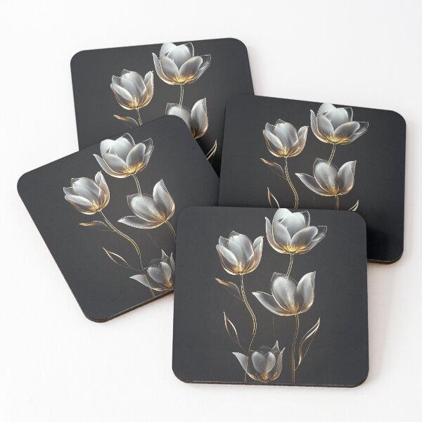 Item preview, White & Gold Flowers designed and sold by Graphoteka.