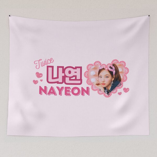 Item preview, TWICE Nayeon Kpop Girl Group Pink Banner Collage Design With Member Names in Hangul designed and sold by AJUNICE STUDIO.